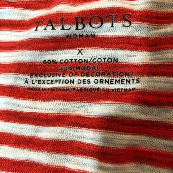*TALBOTS* Red x White Striped Short Sleeve Shirt - Picture 6 of 6